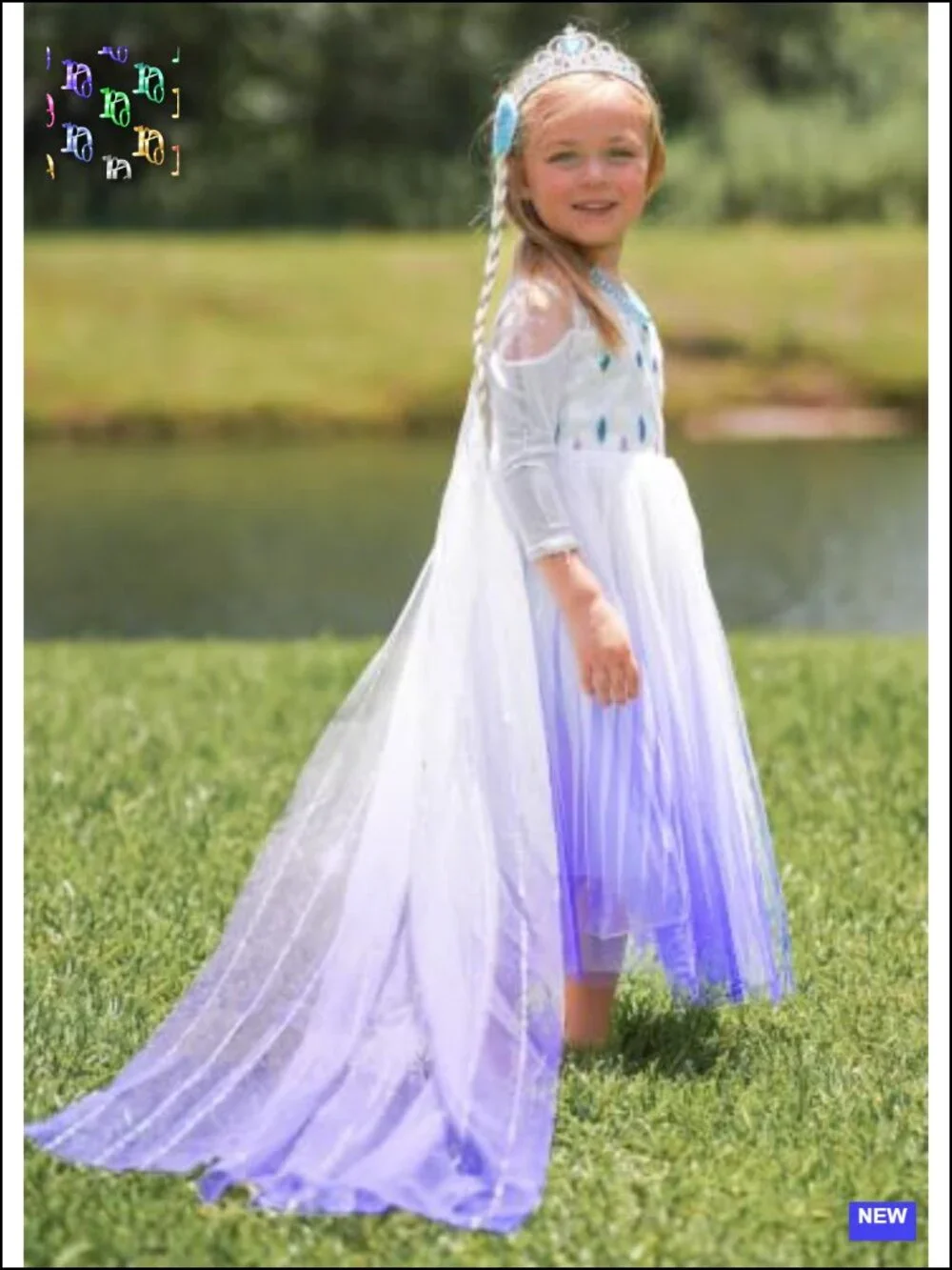 Girls Princess Costume Snow Queen Dress Up with Cape, Gloves, Crown and Wand